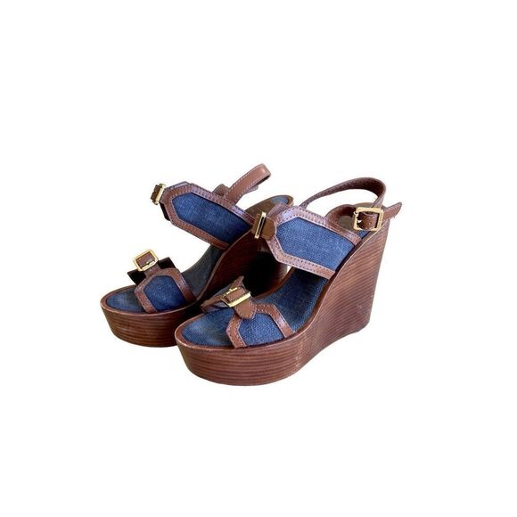 Tory Burch Florian High Wedge Sandal Size 7 - Picture 3 of 15